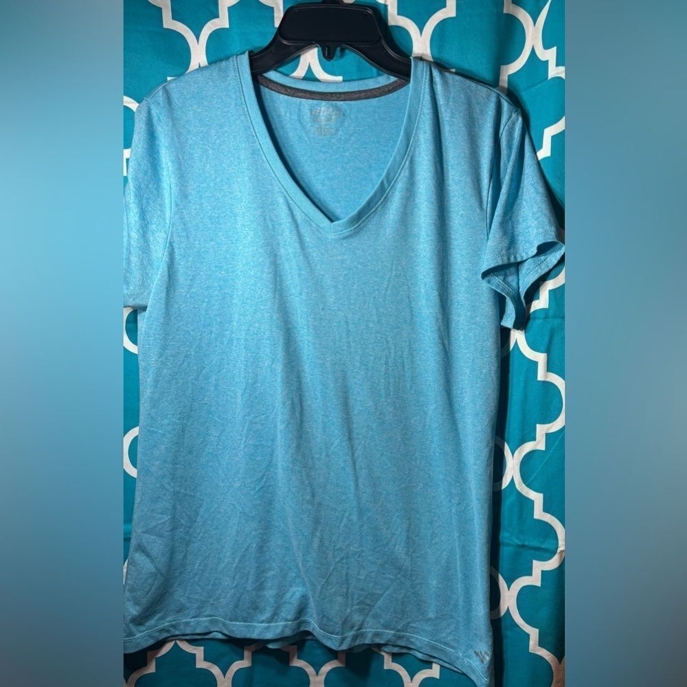 BCG Heather Turquoise Semi Fitted Vneck Shirt Short Sleeves Women’s Size XLarge